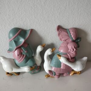 Vintage Burwood Goose Wa Geese Wall Decor bonnet Girl Cottage Geese Granny Core